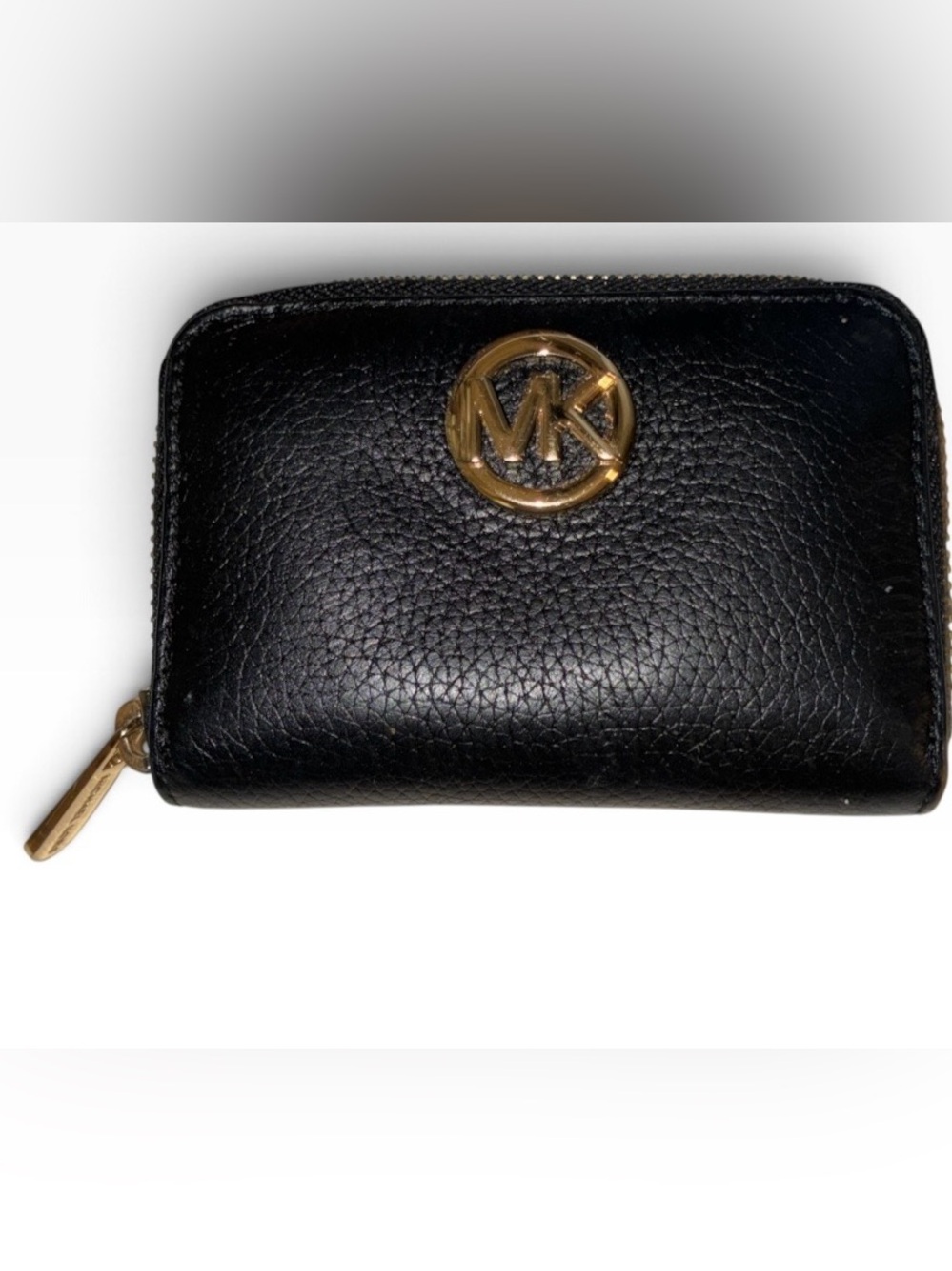 Michael Kors MK Signature Logo Zip Around Coin Card Case Small Wallet Black
